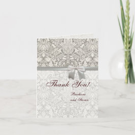 ウェディング ダマスク ヴィンテージ ホワイト ウェディング オールドレース サンキューカード