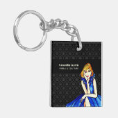 ウェディング ダークロイヤルブルー コンセプトドレス 黒 ダマスク キーホルダー (正面左)