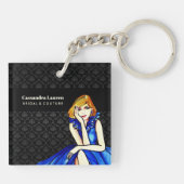 ウェディング ダークロイヤルブルー コンセプトドレス 黒 ダマスク キーホルダー (裏面)