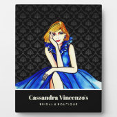 ウェディング ダークロイヤルブルー コンセプトドレス 黒 ダマスク フォトプラーク (正面)