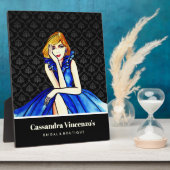 ウェディング ダークロイヤルブルー コンセプトドレス 黒 ダマスク フォトプラーク (側面)