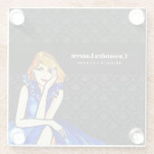 ウェディング ダーク ロイヤル ブルー コンセプト ドレス 黒 ダマスク ガラスコースター (裏面)