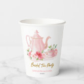 ウェディング ティーパーティー | ゴールドピンクのウェディングシャワープレート 紙コップ (裏面)