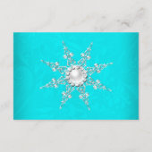 ウェディング ティール クリスタル パール スノーフレーク シルバー ウィンター 出欠カード (裏面)