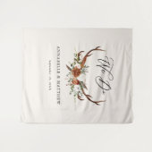 ウェディング テラコッタ ラスティック スタッグ フローラル パーティー デコレーション タペストリー (正面(横))