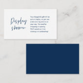 ウェディング ディスプレイ シャワー モダン ミニマリスト ネイビー エンクロージャーカード (正面/裏面)