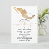 ウェディング デスティネーション メキシコ ゴールド ムーブハート インビ 招待状 (スタンド正面)