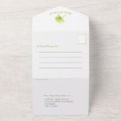 ウェディング トロピカル パームの葉 水彩画 緑 白 オールインワン招待状 (外側)