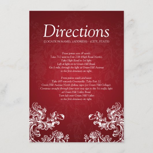 ウェディング ドライブ 誘導 ヴィンテージ スワール 2 レッド エンクロージャーカード (正面)