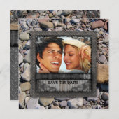 ウェディング ネイチャー ビーチ ストーンズ 婚約 グラッド 招待状 (正面/裏面)