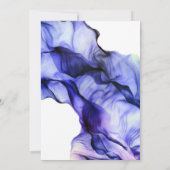 ウェディング | ネイビー鮮やかインディゴ抽象芸術インク 招待状 (裏面)