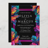 ウェディング |ネオン素晴らし熱帯紅葉2 招待状 (正面/裏面)