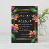 ウェディング |ネオ素晴らしンの熱帯ハイビスカス 招待状 (スタンド正面)