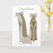 ウェディング ハイヒール 紙製品 カード (黄色い花)