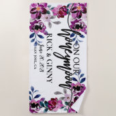 ウェディング ハニームーン ギフト - 名入れ フラワー ビーチタオル (正面)