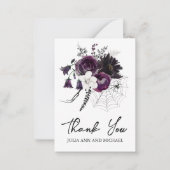 ウェディング ハロウィン フローラル パープル プラム ありがとう ノートカード (正面)