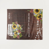 ウェディング バックドロップ ひまわり メイソンジャー ワインレッド タペストリー (正面(横))