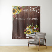 ウェディング バックドロップ ひまわり メイソンジャー ワインレッド タペストリー (インサイチュ)