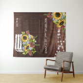 ウェディング バックドロップ ひまわり メイソンジャー ワインレッド タペストリー (インサイチュ(横))