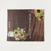 ウェディング バックドロップ ひまわり メイソンジャー ワインレッド タペストリー (正面(横))