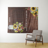 ウェディング バックドロップ ひまわり メイソンジャー ワインレッド タペストリー (インサイチュ(横))
