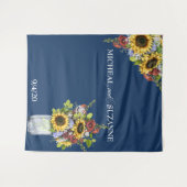 ウェディング バックドロップ ひまわり メイソンジャー ワインレッド ネイビー タペストリー (正面(横))