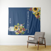 ウェディング バックドロップ ひまわり メイソンジャー ワインレッド ネイビー タペストリー (インサイチュ(横))