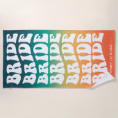 ウェディング パステル グラデーション レトロ カスタム ビーチタオル (正面)