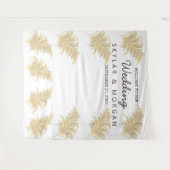 ウェディング パンパス グラス タン オン ホワイト セルフィー フォト タペストリー (正面(横))