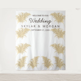 ウェディング パンパス グラス タン オン ホワイト セルフィー フォト タペストリー