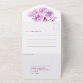 ウェディング パープル ブルーム 水彩写真 ご飯 RSVP オールインワン招待状 (外側)