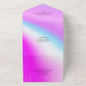 ウェディング パープル ホログラフィック モダン エレガント オールインワン招待状 (外側)