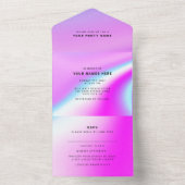 ウェディング パープル ホログラフィック モダン エレガント オールインワン招待状 (内側)