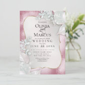 ウェディング | パールバーガンディ シャンパー 招待状 (スタンド正面)