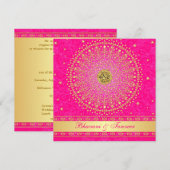 ウェディング | ヒンズー教 | ガネーシャ | ピンク, ゴールド | スクロール 招待状 (正面/裏面)