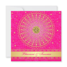 ウェディング |ヒンズー教 | Ganesh |ピンク、金ゴールド |スクロール