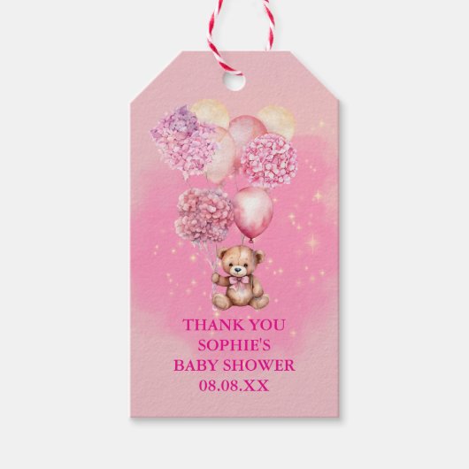 ウェディング ピンクのハイドランジア 風船 ほとんど待つことができない ギフトタグ (正面)
