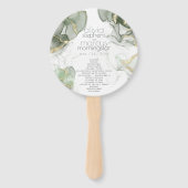 ウェディング | ピンク淡い色のの花シルバーセージ離れズハン ハンドファン (正面)