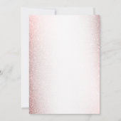 ウェディング ピンク ウォーターカラー フラワー シャイニー グリッター 招待状 (裏面)