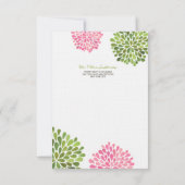 ウェディング ピンク & グリーン ありがとう ノート リネン カード (裏面)