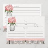 ウェディング ピンク ハイドレンジア メイソンジャー レシピ カード (正面/裏面)