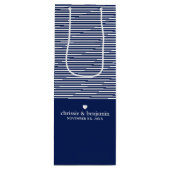 ウェディング ファブ カスタム 花嫁 花婿 日付 ストライプ ワインギフトバッグ (正面)