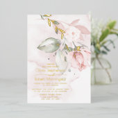 ウェディング |フォイルウッドランド赤面ピンクローズ 箔招待状 (立ち正面)