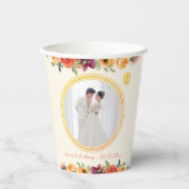 ウェディング フォトフレーム 花嫁 花婿 ベージュ チャイナ 結婚式 紙コップ (正面)