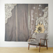 ウェディング フォトブース バックドロップ レース ひまわり 木材 タペストリー (インサイチュ(横))