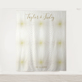 ウェディング フォトブース バックドロップ 白 ゴールド デコ ライト タペストリー