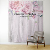 ウェディング フォトブース バックドロップ 花柄 ラスティック ウッド タペストリー (インサイチュ)