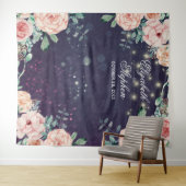 ウェディング フォトブース バックドロップ 花柄 紫 きらきら タペストリー (インサイチュ(横))