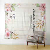 ウェディング フォトブース バックドロップ 花 ラスティック ウッド タペストリー (インサイチュ(横))