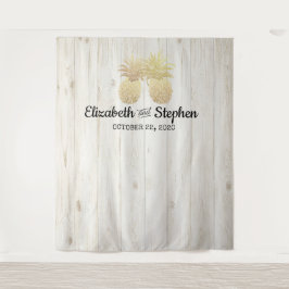 ウェディング フォトブース 背景 ゴールド パイナップル カップル タペストリー